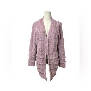 Barefoot Dreams CozyChic Plush Boardwalk Cardigan Mauve Purple Size Large